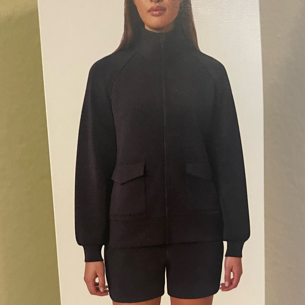 NWT Mondetta Black Zip-Up Fleece Hoodie Jacket Size S Petite